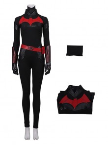 TV Drama Batwoman 2019 Halloween Cosplay Kate Kane Black Battle Suit Costume Black Bodysuit And Scarf