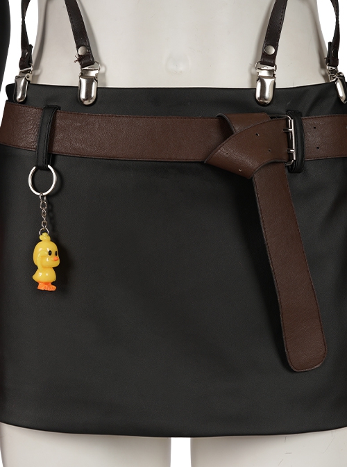 Final Fantasy VII Remake Halloween Cosplay Tifa Lockhart Costume Black Skirt And Small Yellow Duck Ornament