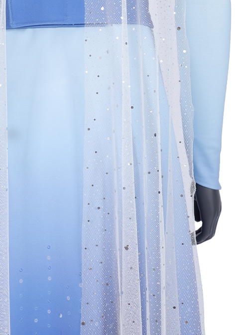 Frozen 2 Halloween Cosplay Elsa Blue Dress Suit Costume Blue Gradient Outerwear