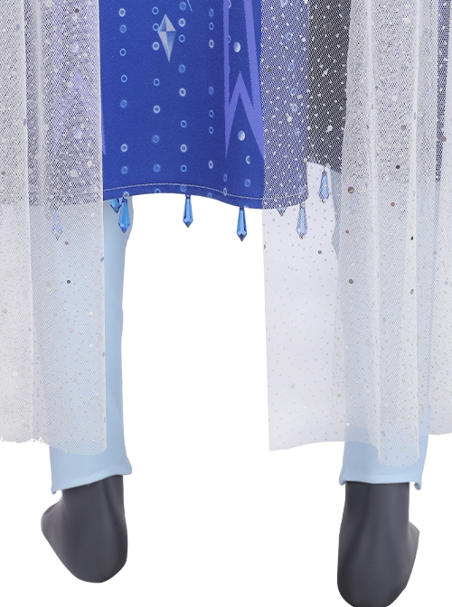 Frozen 2 Halloween Cosplay Elsa Blue Dress Suit Costume Blue Gradient Outerwear