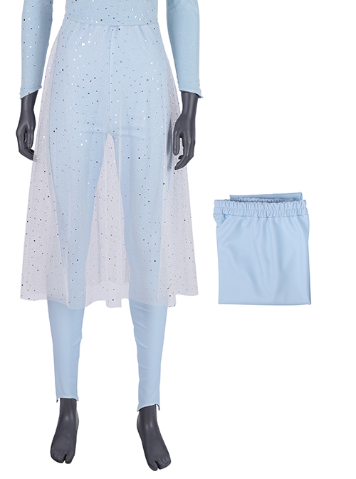 Frozen 2 Halloween Cosplay Elsa Blue Dress Suit Costume Blue Trousers