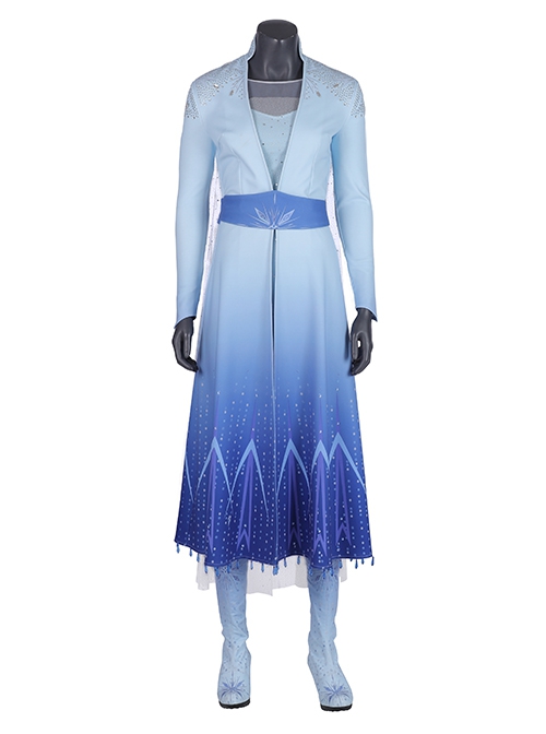 Frozen 2 Halloween Cosplay Elsa Blue Dress Suit Costume Blue Trousers