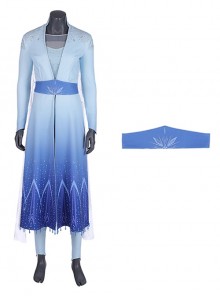 Frozen 2 Halloween Cosplay Elsa Blue Dress Suit Accessories Blue Girdle