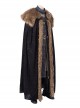 Game Of Thrones Season 8 Halloween Cosplay Jon Snow Brown Fur Collar Black Cloak Suit Costume Set