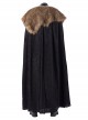 Game Of Thrones Season 8 Halloween Cosplay Jon Snow Brown Fur Collar Black Cloak Suit Costume Set