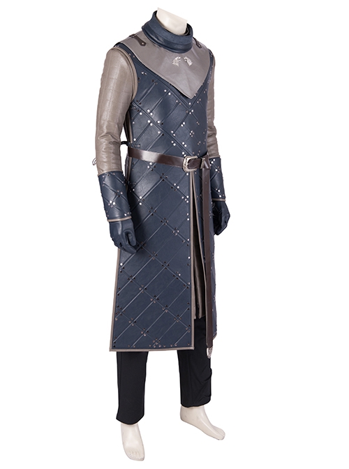 Game Of Thrones Season 8 Halloween Cosplay Jon Snow Brown Fur Collar Black Cloak Suit Accessories Silver Collar And Scarf