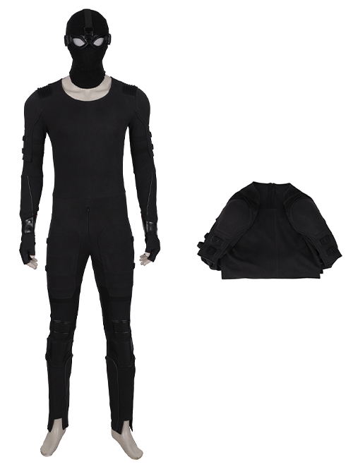 Spider-Man Far From Home Halloween Cosplay Peter Parker Sneak Version Black Battle Suit Costume Black Bodysuit