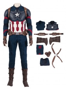 Avengers Endgame Halloween Cosplay Captain America Steve Rogers Battle Suit Costume Full Set Without Hat