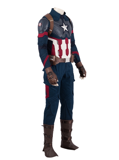 Avengers Endgame Halloween Cosplay Captain America Steve Rogers Battle Suit Costume Full Set Without Hat