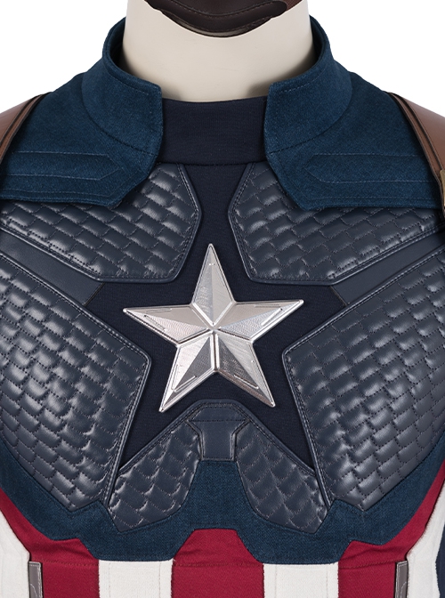 Avengers Endgame Halloween Cosplay Captain America Steve Rogers Battle Suit Costume Full Set Without Hat