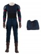 Avengers Endgame Halloween Cosplay Captain America Steve Rogers Battle Suit Costume Blue Bottomed Top