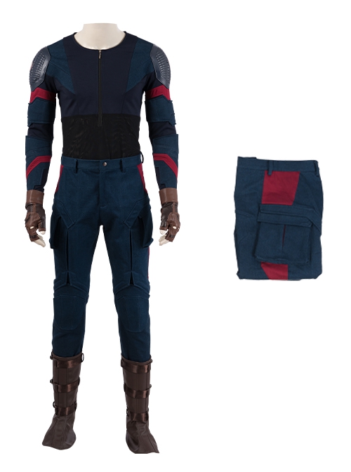 Avengers Endgame Halloween Cosplay Captain America Steve Rogers Battle Suit Costume Blue Pants