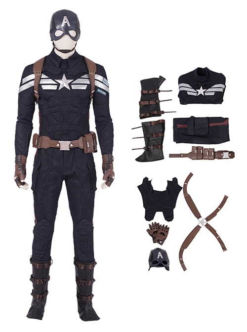 Avengers Endgame Halloween Cosplay Captain America Steve Rogers Pure Color Battle Suit Costume Full Set