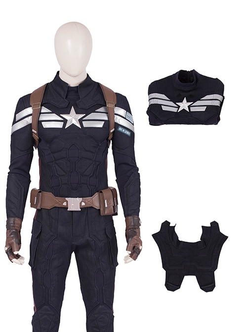 Avengers Endgame Halloween Cosplay Captain America Steve Rogers Pure Color Battle Suit Costume Shoulder Collar And Top