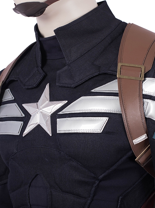 Avengers Endgame Halloween Cosplay Captain America Steve Rogers Pure Color Battle Suit Costume Shoulder Collar And Top