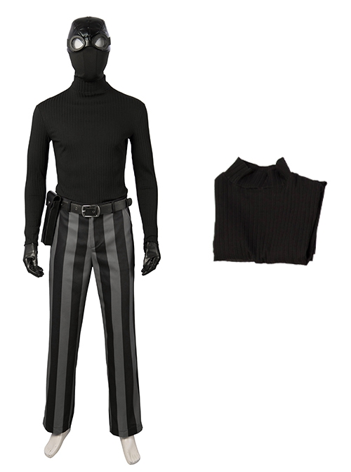 Spider-Man Into The Spider-Verse Halloween Cosplay Spider-Man Noir Peter Parker Costume Black Bottoming Top