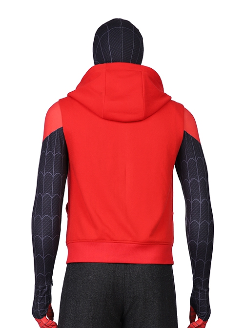 Spider-Man Into The Spider-Verse Halloween Cosplay Spider-Man Miles Morales Costume Red Vest Hoodie