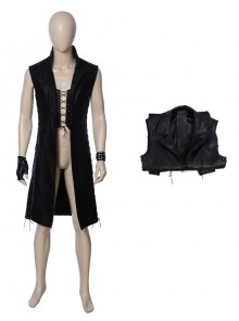 Devil May Cry 5 Halloween Cosplay V The Mysterious One Black Long Vest Suit Costume Sleeveless Windbreaker