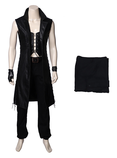 Devil May Cry 5 Halloween Cosplay V The Mysterious One Black Long Vest Suit Costume Black Trousers