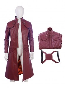 Devil May Cry 5 Halloween Cosplay Dante Long Sleeve Windbreaker Version Costume Red Windbreaker And Back Straps