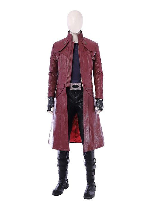 Devil May Cry 5 Halloween Cosplay Dante Long Sleeve Windbreaker Version Costume Red Windbreaker And Back Straps