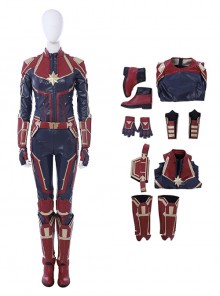 Captain Marvel Halloween Cosplay Carol Danvers Red Version Battle Suit Costume Full Set