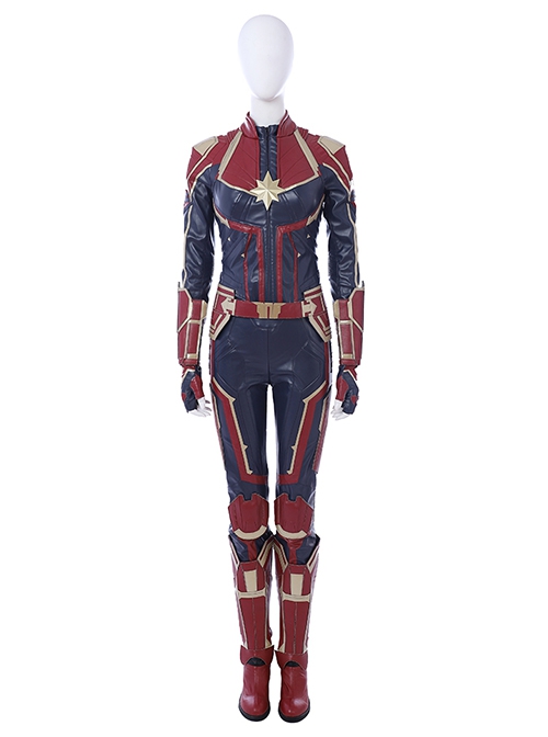 Captain Marvel Halloween Cosplay Carol Danvers Red Version Battle Suit Accessories Leg Guards