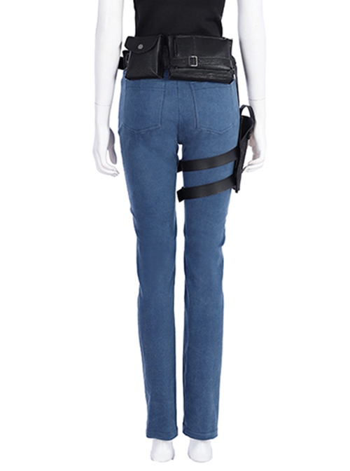 Biohazard Re 2 Halloween Cosplay Claire Redfield Costume Blue Trousers