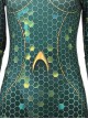 Aquaman Halloween Cosplay Mera Green Scale Print Battle Suit Costume Full Set