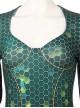 Aquaman Halloween Cosplay Mera Green Scale Print Battle Suit Costume Full Set