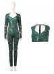 Aquaman Halloween Cosplay Mera Green Scale Print Battle Suit Costume Green Bodysuit