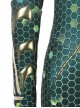 Aquaman Halloween Cosplay Mera Green Scale Print Battle Suit Accessories Green Wrist Guards And Gloves