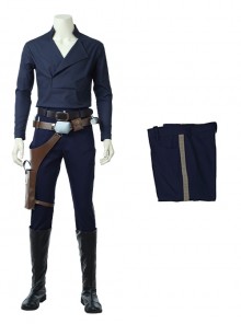 Star Wars Halloween Cosplay Han Solo Brown Jacket Suit Costume Blue Trousers