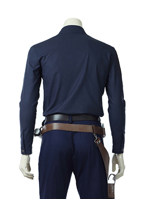 Star Wars Halloween Cosplay Han Solo Brown Jacket Suit Costume Blue Bottoming Top