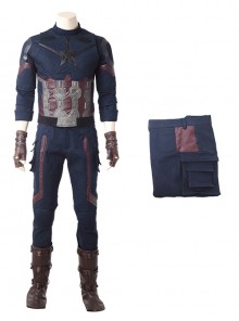 Avengers Infinity War Halloween Cosplay Captain America Steve Rogers Battle Suit Costume Blue Trousers