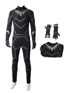 Black Panther Halloween Cosplay T'Challa Black Battle Suit Costume Black Bodysuit And Gloves