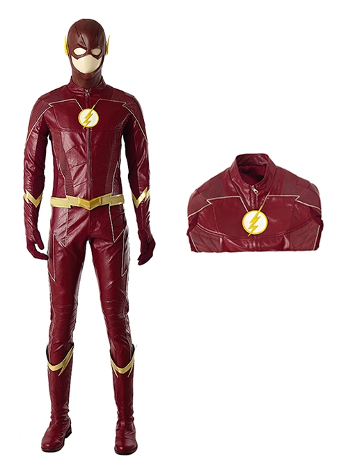 The Flash Season 4 Halloween Cosplay The Flash Barry Allen Battle Suit Costume Red Jacket