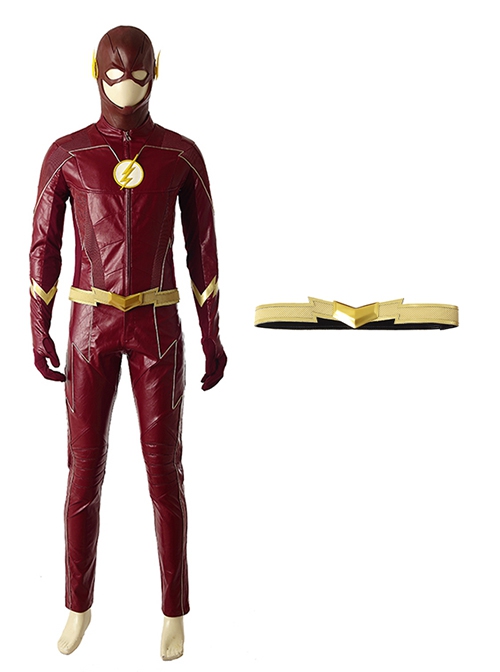 The Flash Season 4 Halloween Cosplay The Flash Barry Allen Battle Suit Accessories Golden Waistband