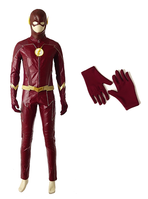 The Flash Season 4 Halloween Cosplay The Flash Barry Allen Battle Suit Accessories Red Gloves