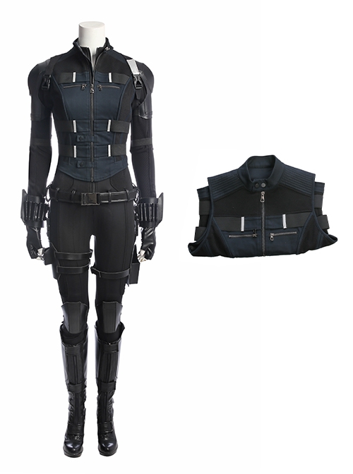 Avengers Infinity War Halloween Cosplay Black Widow Same Black Bodysuit Costume Vest