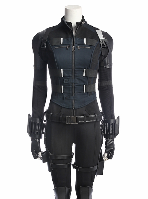 Avengers Infinity War Halloween Cosplay Black Widow Same Black Bodysuit Costume Vest