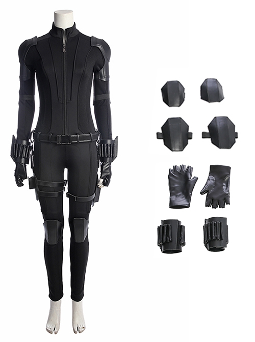 Avengers Infinity War Halloween Cosplay Black Widow Same Black Bodysuit Accessories Gloves And Protective Gear Set