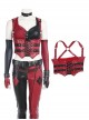 Game Batman Arkham City Halloween Cosplay Harley Quinn Costume Red Corset