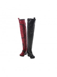 Game Batman Arkham City Halloween Cosplay Harley Quinn Accessories Red-Black Boots