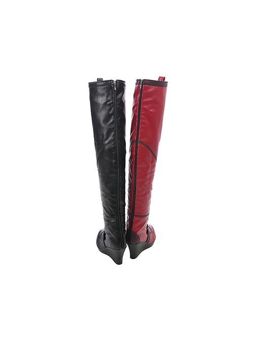 Game Batman Arkham City Halloween Cosplay Harley Quinn Accessories Red-Black Boots