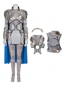 Thor Ragnarok Halloween Cosplay Valkyrie Gray Battle Suit Costume Vest And Apron And Collar