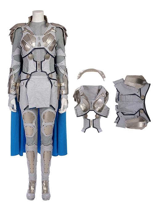 Thor Ragnarok Halloween Cosplay Valkyrie Gray Battle Suit Costume Vest And Apron And Collar