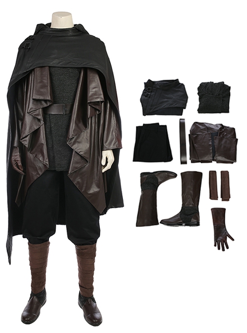 Star Wars The Last Jedi Halloween Cosplay Luke Skywalker Costume Black Cloak Full Set