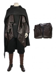 Star Wars The Last Jedi Halloween Cosplay Luke Skywalker Black Cloak Suit Costume Brown Coat