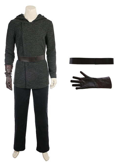 Star Wars The Last Jedi Halloween Cosplay Luke Skywalker Black Cloak Suit Accessories Belt And Glove